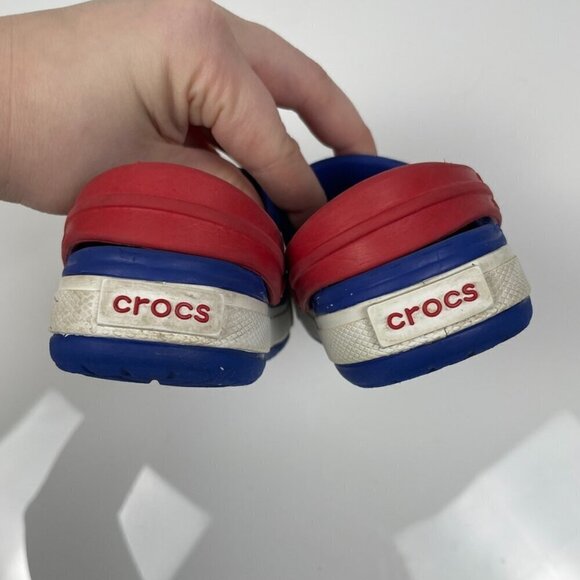 Crocs Kids Crocband II Clogs, Children's Size 7/8 Blue and Red - Picture 8 of 9